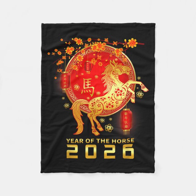 Chinese New Year 2026 Year Of The Horse Lunar New  Fleece Blanket (Front)