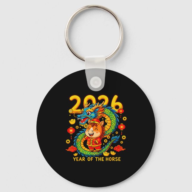 Chinese New Year 2026 Year Of The Horse Lunar New  Key Ring (Front)