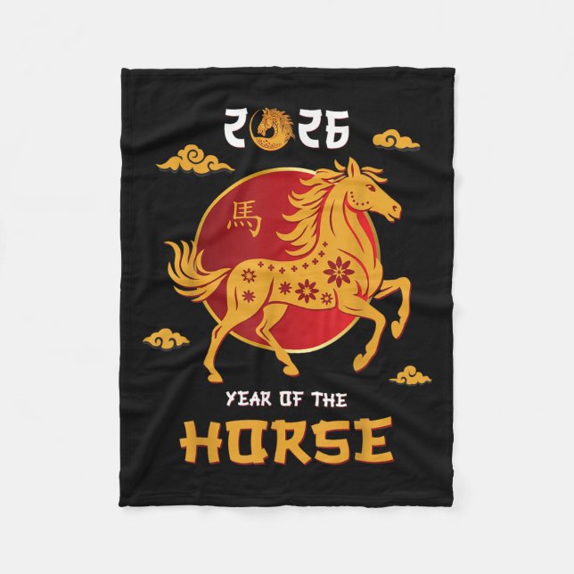 Chinese New Year 2026 Year Of The Horse T-shirt_2. Fleece Blanket (Front)