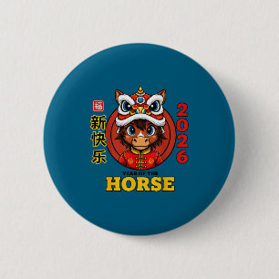 Chinese new year 2026 year the horse retro elegant 6 cm round badge