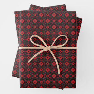 Chinese New Year Black and Red Pattern Wrapping Paper Sheet
