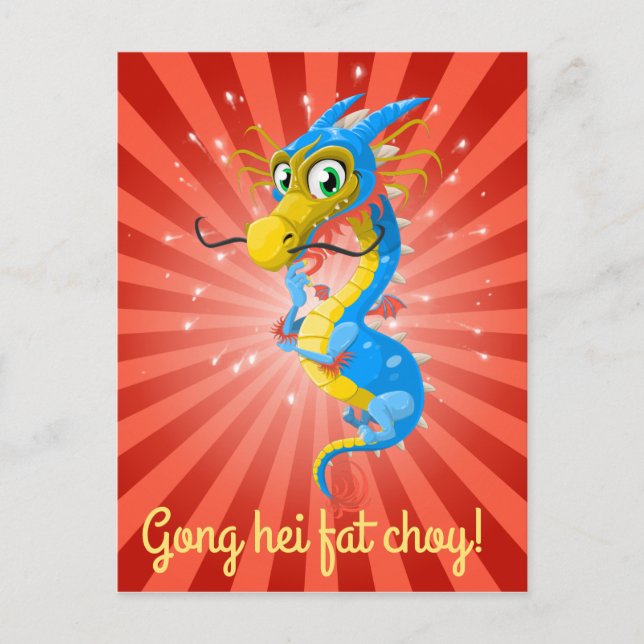 Chinese New Year Blue Dragon Postcard (Front)