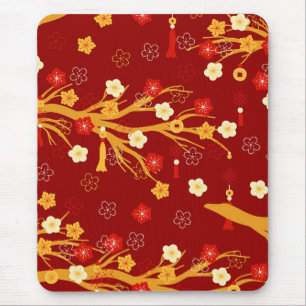 Chinese New Year Branches and Tassels Mouse Mat