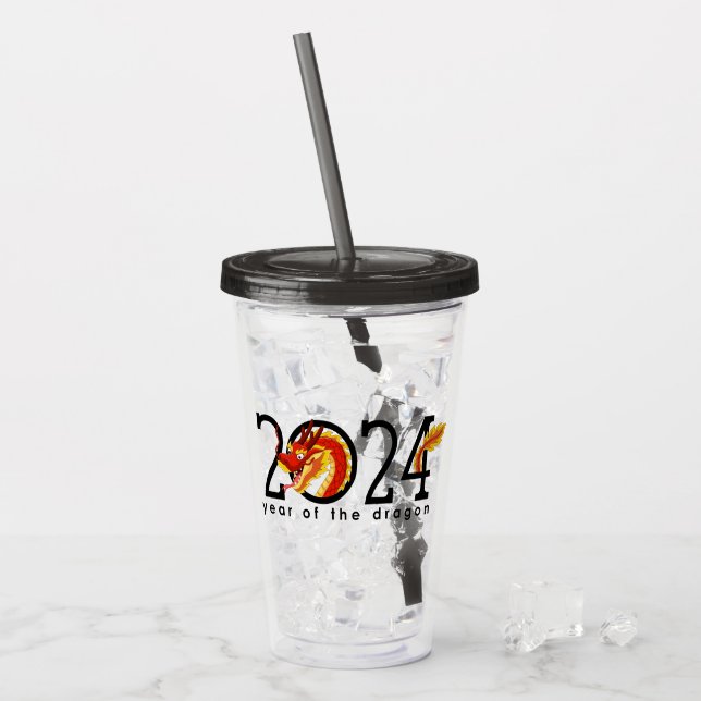 Chinese New Year Cartoon Dragon Acrylic Tumbler (Front Ice)