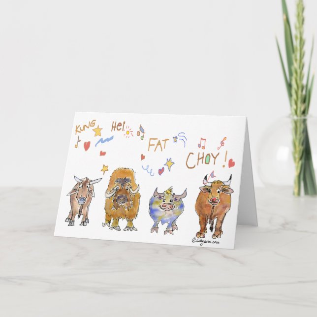 Chinese New Year Cartoon Ox Holiday Card (Front)