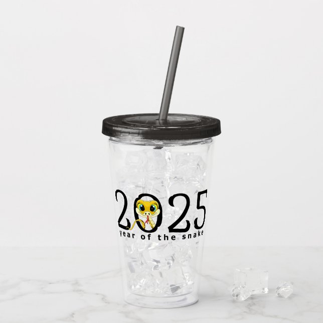 Chinese New Year Cartoon Snake Acrylic Tumbler (Back Ice)