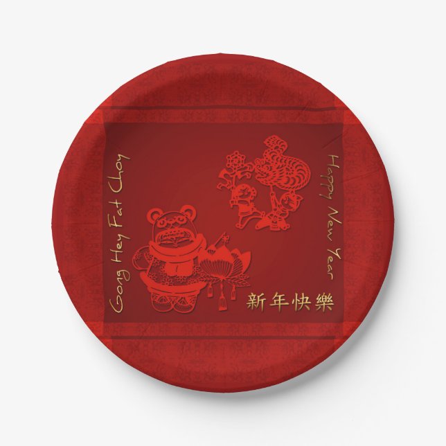 Chinese New Year Children dragon Dance PPP Paper Plate (Front)