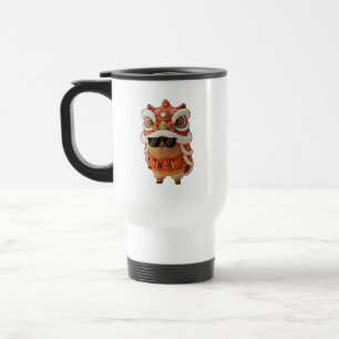 Chinese New Year Chill Capybara Lion Dance Travel  Mug