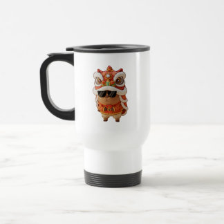 Chinese New Year Chill Capybara Lion Dance Travel  Travel Mug