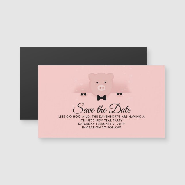 Chinese New Year Cute Pig 2019 Save the Date (Front/Back)
