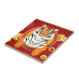 Chinese new year design with tiger tile