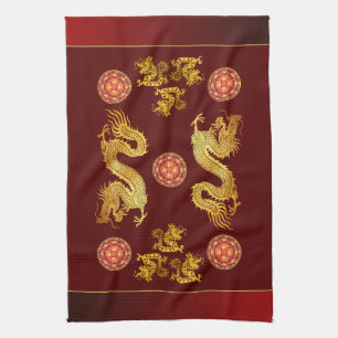 Chinese New Year Dragon 2024 decorated KT Tea Towel