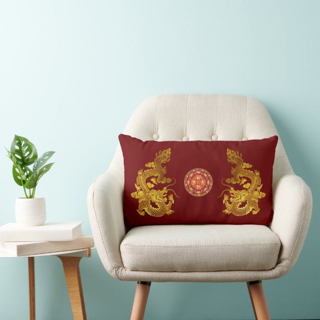 Chinese New Year Dragon 2024 decorated LP Lumbar Cushion (Chair)