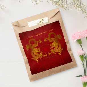 Chinese New Year Dragon 2024 Double Dragon FBg Favour Bags