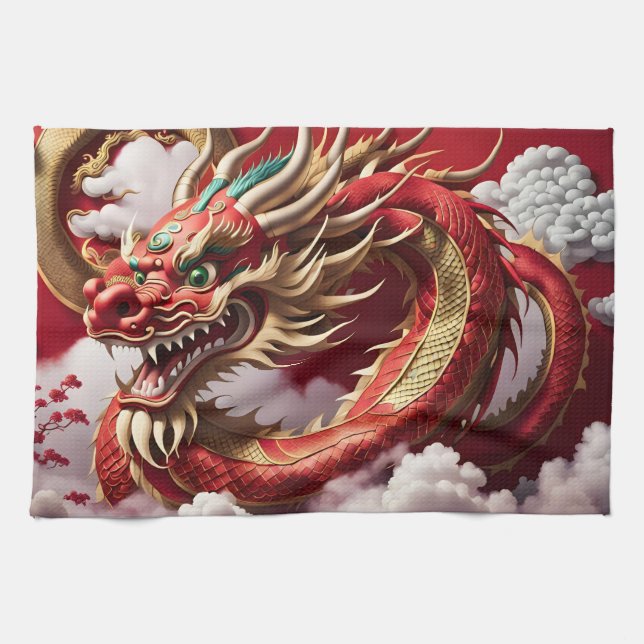 Chinese New Year Dragon 2024 KitchT05 Tea Towel (Horizontal)
