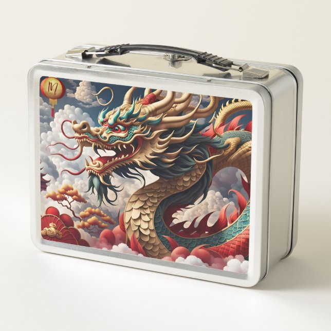 Chinese New Year Dragon 2024 Monogram LBox04 Metal Lunch Box (Back)