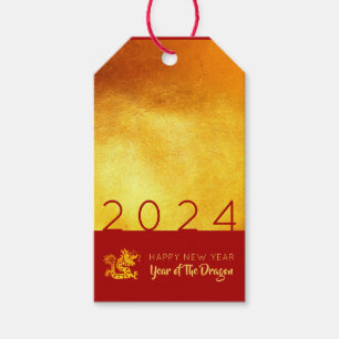 Chinese New Year Dragon 2024 Red Gold GT Gift Tags