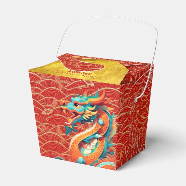 Chinese New Year Dragon decorated pattern TOFB Favour Box (Front Side)