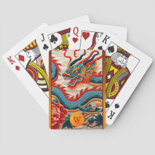 Chinese New Year Dragon Embroidery Monogram PCs Playing Cards