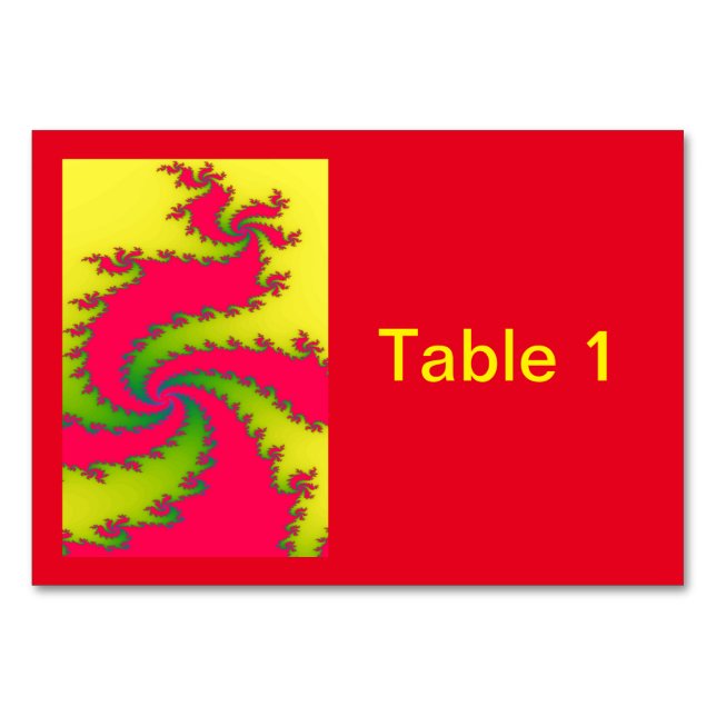 Chinese New Year Dragon Fractal Custom Tablecard Table Number (Front)