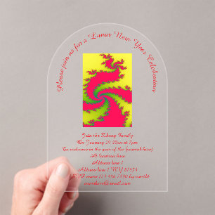Chinese New Year Dragon Fractal Lunar New Year Acrylic Invitations
