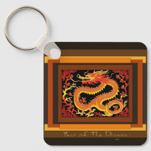 Chinese New Year Dragon Monogram SqK03 Key Ring