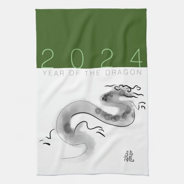 Chinese New Year Dragon Original Painting KT Tea Towel (Vertical)