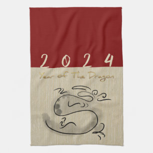 Chinese New Year Dragon Original Painting Zodiac 2 Tea Towel