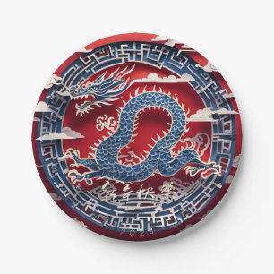 Chinese New Year Dragon Paper-cut 2024 PPRP Paper Plate