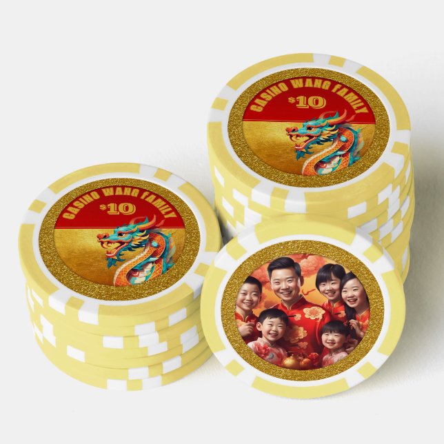 Chinese New Year Dragon personalised Photo poC Poker Chips (Stack)