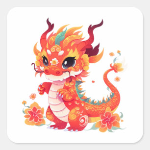 Chinese New Year Dragon Square Sticker
