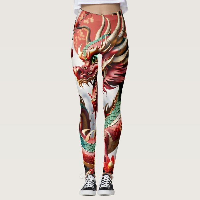 Chinese New Year Dragon Zodiac Birthday Leg02 Leggings (Front)