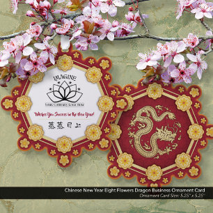 Chinese New Year Eight Flowers Dragon Business Tree Decoration Card