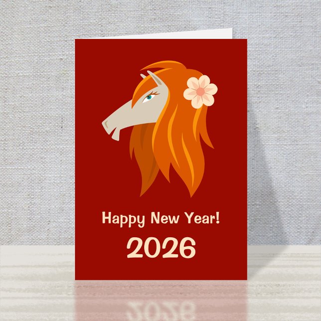 Chinese New Year Fire Horse 2026 Zodiac Holiday Card (Creator Uploaded)