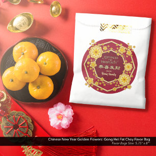 Chinese New Year Golden Flowers: Gong Hei Fat Choy Favour Bags