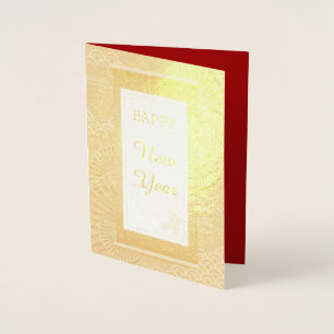 Chinese new year golden red frame foil card
