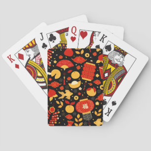 Chinese New Year Good Fortune Symbols Playing Cards