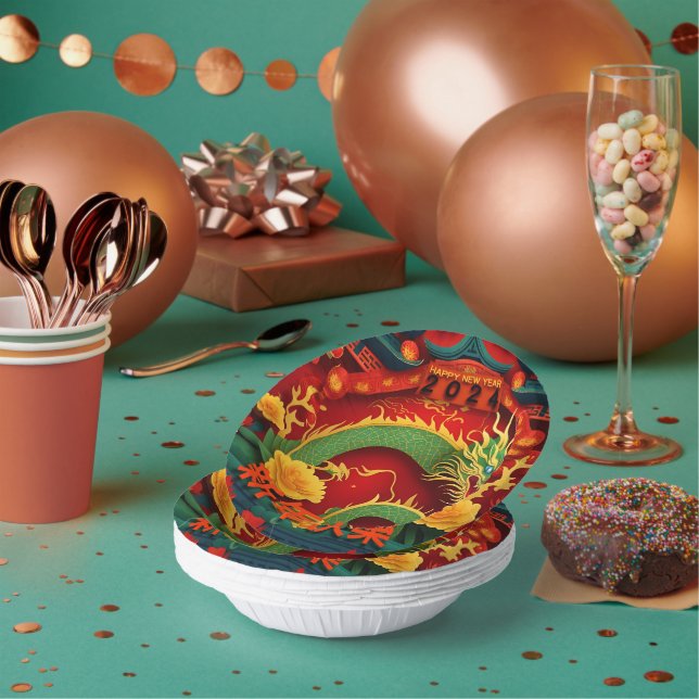 Chinese New Year Green Dragon 2024 Origami PPB01 Paper Plate (Multi)