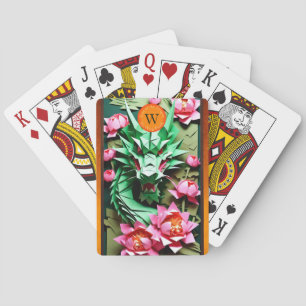 Chinese New Year Green Dragon Monogram 2024 PCs Playing Cards
