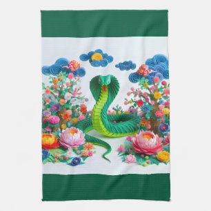 Chinese New Year green Snake 2025 KT4 Tea Towel