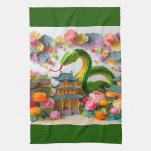 Chinese New Year green Snake 2025 KT7 Tea Towel