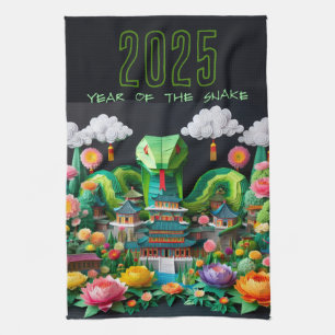Chinese New Year green Snake 2025 KT8 Tea Towel