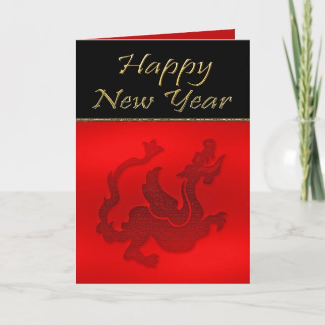 Chinese New Year greeting card with dragon (Front)