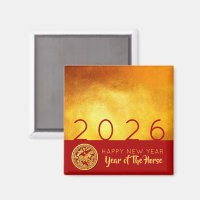 Chinese New Year Horse 2026 Red Gold SqM