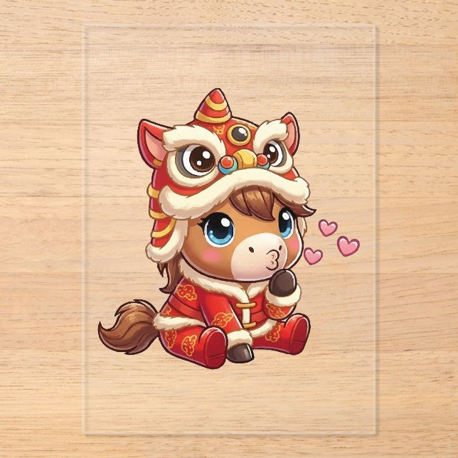 Chinese New Year Horse 2026 Zodiac Acrylic Invitations (Front)