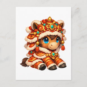 Chinese New Year Horse 2026 Zodiac Holiday Postcard