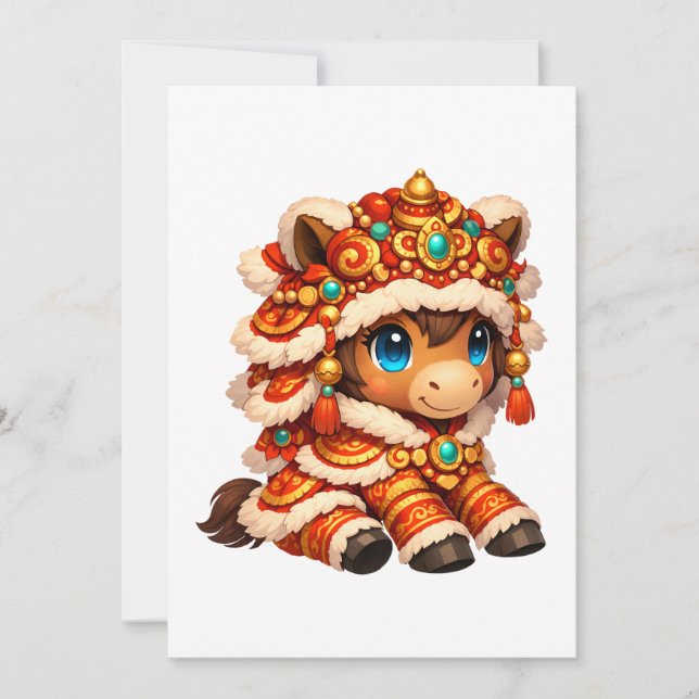 Chinese New Year Horse 2026 Zodiac Invitation (Front)