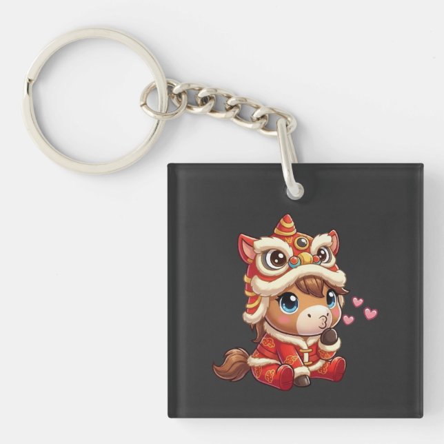 Chinese New Year Horse 2026 Zodiac Key Ring (Front)