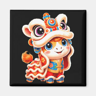 Chinese new year horse lion cny dance costume magnet