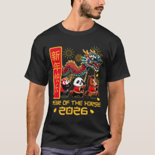 Chinese New Year Horse Panda Dragon Dance Lunar Ne T-Shirt